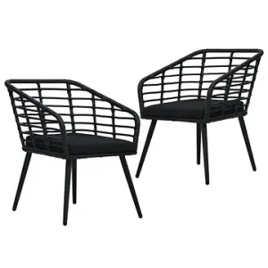 Zahradní židle s poduškami 2 ks polyratan černé 48578