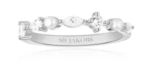 Sif Jakobs Stříbrný prsten s kubickými zirkony a perlami Adria SJ-R12260-PCZ 54 mm