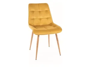 Signal Jídelní židle CHIC D VELVET | dřevěné nohy Barva: Curry / Bluvel 68 #4915272