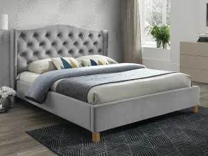 Signal Manželská postel ASPEN Velvet | 160x200 cm Barva: Světle šedá / Bluvel 03 #5211702