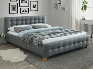 Signal Čalouněná postel BARCELONA 160 x 200 cm barva šedá / dub