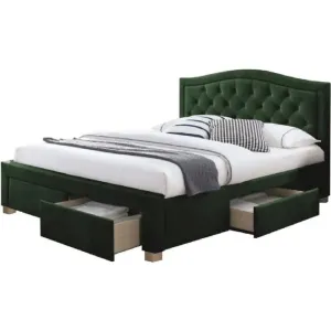 Signal Čalouněná postel ELECTRA VELVET 160 x 200 cm barva zelená / dub