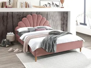 Signal Čalouněná postel SANTANA VELVET 160 x 200 cm barva staro růžová / dub