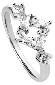 Silver Cat Čtvercový stříbrný prsten se zirkony SC333 58 mm