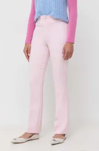 Kalhoty Silvian Heach dámské, růžová barva, jednoduché, high waist #5969846