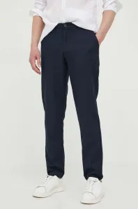 Bavlněné kalhoty Sisley tmavomodrá barva, přiléhavé