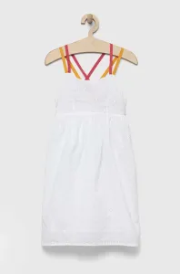 Dětské bavlněné šaty Sisley bílá barva, midi