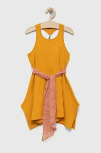 Dětské bavlněné šaty Sisley oranžová barva, mini