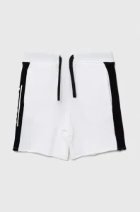 Dětské bavlněné šortky Sisley bílá barva, nastavitelný pas #5862852