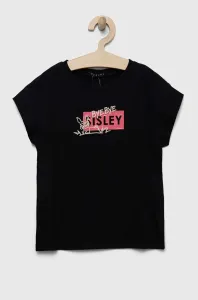 Dětské bavlněné tričko Sisley černá barva #5336004