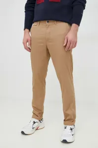 Kalhoty Sisley pánské, béžová barva, jednoduché