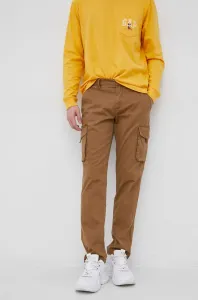 Kalhoty Sisley pánské, hnědá barva, jednoduché