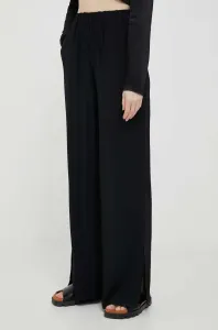 Kalhoty Sisley dámské, černá barva, jednoduché, high waist #5161467