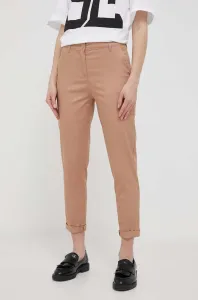 Kalhoty Sisley dámské, hnědá barva, fason cargo, high waist