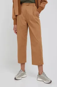 Kalhoty Sisley dámské, hnědá barva, široké, high waist #1986762