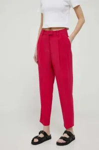Kalhoty Sisley dámské, růžová barva, fason cargo, high waist #5902365