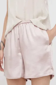 Kraťasy Sisley dámské, růžová barva, hladké, high waist