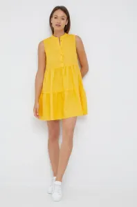 Plátěné šaty Sisley žlutá barva, mini #2028011