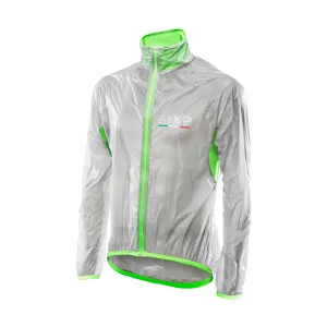 SIX2 Cyklistická větruodolná bunda - GHOST - zelená/žlutá/transparentní M