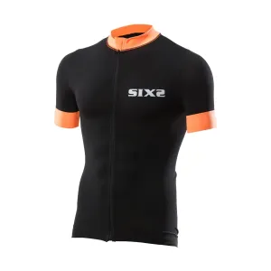 SIX2 Cyklistický dres s krátkým rukávem - BIKE3 STRIPES - černá/oranžová S
