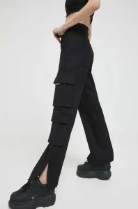 Bavlněné kalhoty Sixth June černá barva, kapsáče, high waist #6070702