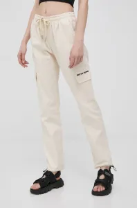 Kalhoty Sixth June dámské, béžová barva, kapsáče, high waist #1997670