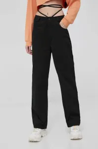 Kalhoty Sixth June dámské, černá barva, široké, high waist #4861997