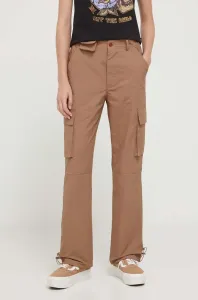 Kalhoty Sixth June dámské, hnědá barva, jednoduché, high waist