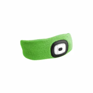 Sixtol Čelenka s čelovkou 180lm, nabíjecí, USB, uni velikost, bavlna/PE, fluorescentní zelená