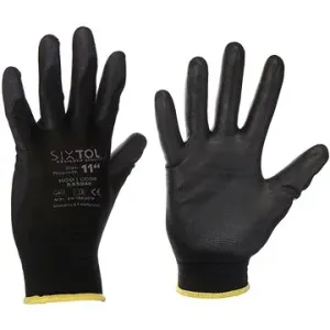 Sixtol Rukavice pracovní z polyesteru polomáčené v polyuretanu Glove PE-PU 11, černé, velikost 11