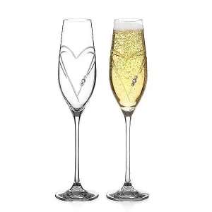 Diamante sklenice na šampaňské Hearts s kamínky Swarovski 210ml 2KS