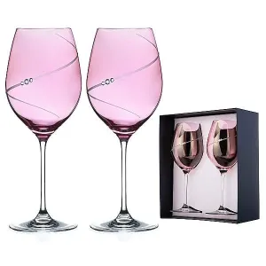 Diamante sklenice na červené víno Silhouette City Pink s kamínky Swarovski 470ml 2KS