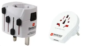 SKROSS cestovní adaptér SKROSS PRO World & USB, 6, 3A max., uzemněný, vč. univerzální USB nabíječky, pro celý svět