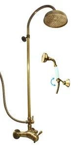SLEZAK-RAV Vodovodní baterie sprchová LABE STARÁ MOSAZ s hlavovou a ruční sprchou, Barva: stará mosaz, Rozměr: 150 mm L481.5/3SM #4520537