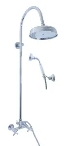 SLEZAK-RAV Vodovodní baterie sprchová MORAVA RETRO s hlavovou a ruční sprchou, Barva: chrom, Rozměr: 100 mm MK181.0/3