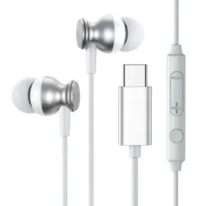 Joyroom ear headphones USB-C with remote and microphone silver (JR-EC04 Silver)