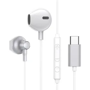 Joyroom USB-C earphones with remote control and microphone silver (JR-EC03 Silver)