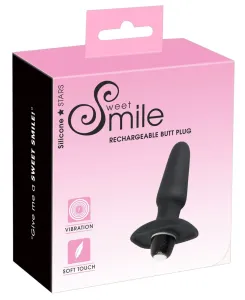 SMILE Butt Plug - nabíjecí silikonový anální vibrátor (černý)