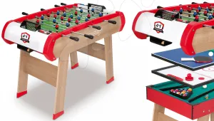 Fotbalový stůl Powerplay 4v1 Smoby dřevěný a kulečník, hokej, stolní tenis hrací plocha 94*60 cm od 8 let