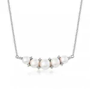 SOFIA stříbrný náhrdelník se zirkony a perlami WWPS160778N-CSF1