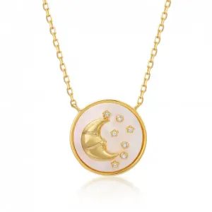 SOFIA stříbrný pozlacený náhrdelník měsíc a hvězdy CONPB100614