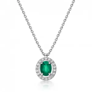 SOFIA zlatý náhrdelník se smaragdem a zirkony GEMCS30209-33