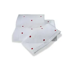 Soft Cotton Malý ručník Micro love 30 × 50 cm, bílá - červená srdíčka