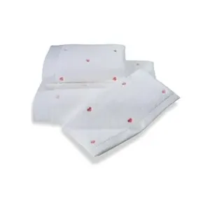 Soft Cotton Malý ručník Micro love 30 × 50 cm, bílá - růžová srdíčka