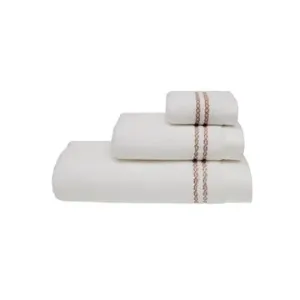 Soft Cotton Ručník Chaine 50 × 100 cm, bílá - béžová výšivka