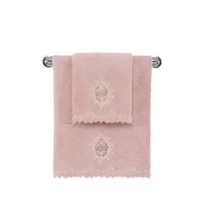 Soft Cotton Ručník Destan s krajkou 50 × 100 cm, starorůžová