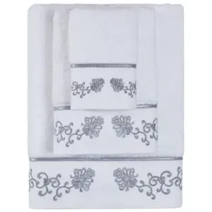 Soft Cotton Ručník Diara 50 × 100 cm, bílá - šedá výšivka