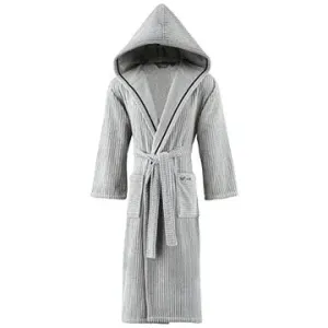 Soft Cotton - Unisex župan Stripe s kapucí, šedá, XL