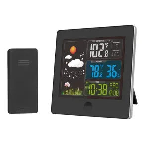 Solight TE80 meteostanice, barevný LCD, teplota, vlhkost, RCC, černá