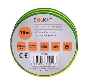 Solight Izolační páska 15mm x 0,13mm x 10m, žlutozelená AP01